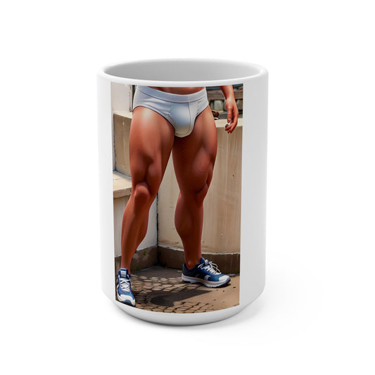 Mug 15oz White Trunks and Blue Sneakers and BIG CALVES